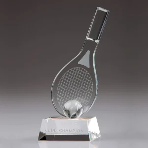crystal tennis racket award with crystal tennis ball