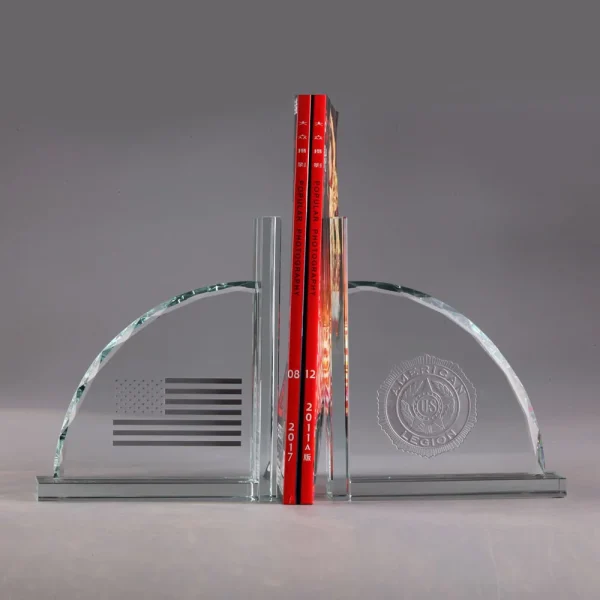 faceted crystal bookends award