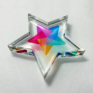 full color logo printed crystal star paperweight