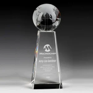 globe crystal tower award