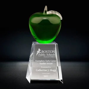 green crystal apple trophy award