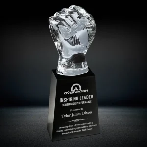 heavy crystal fist trophy award