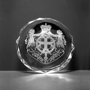 multi-faceted crystal round paperweight