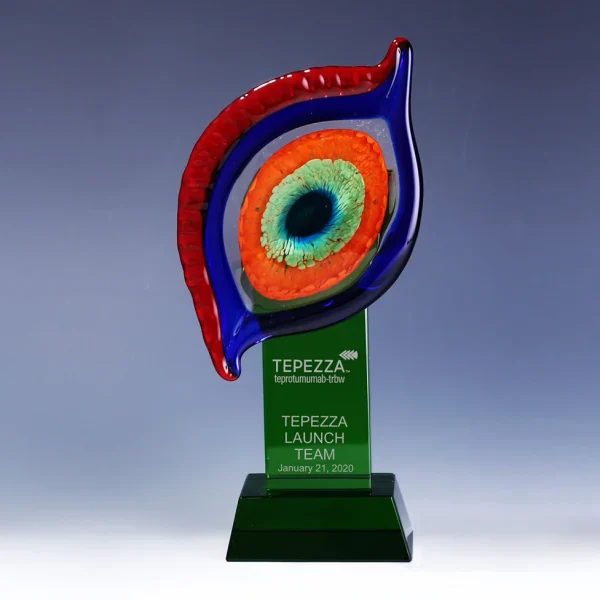 murano style art glass eye trophy award
