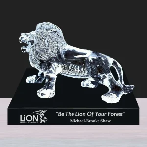 optical crystal lion figurine award