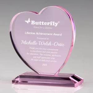 pink crystal heart award