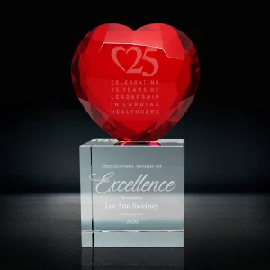 red crystal heart award