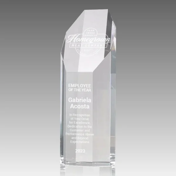 slant face crystal octagon tower award