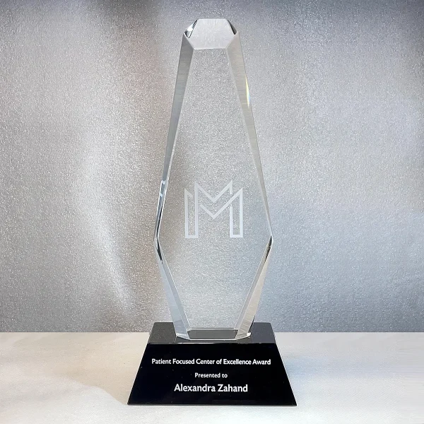 slant top crystal hexagon trophy award