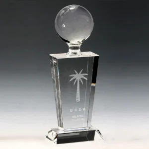 sphere crystal trophy award
