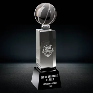 sports crystal basketball trophy