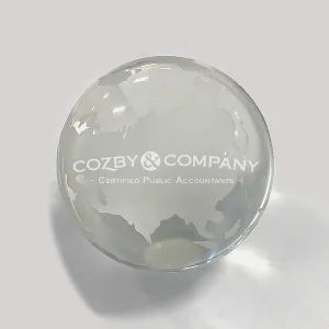 world globe crystal paperweight