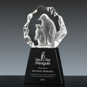 3d crystal penguin award