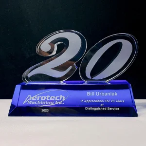 blue crystal 20 year anniversary award