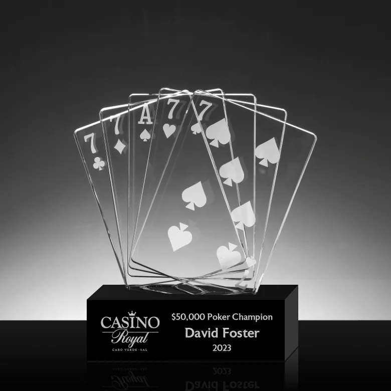 casino crystal playing cards award