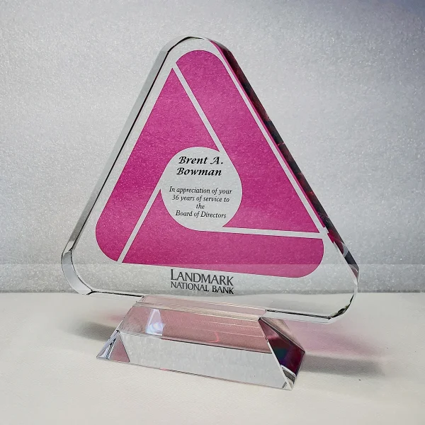 color logo cut crystal award