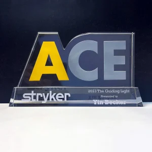 colored logo cut crystal award