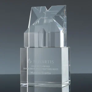 crystal letter X shaped award
