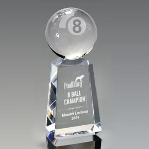 crystal pool 8 ball trophy award