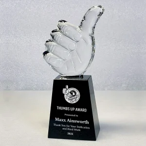 crystal thumbs up award