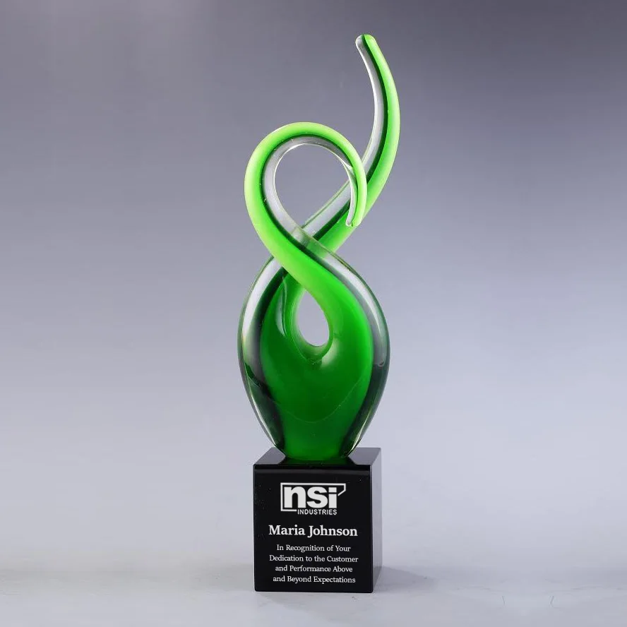green art glass twist award