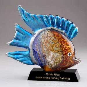 multi-colored art glass fish award