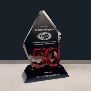 red crystal 50 year anniversary award