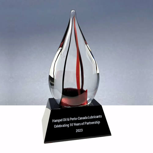 art glass oil drop award