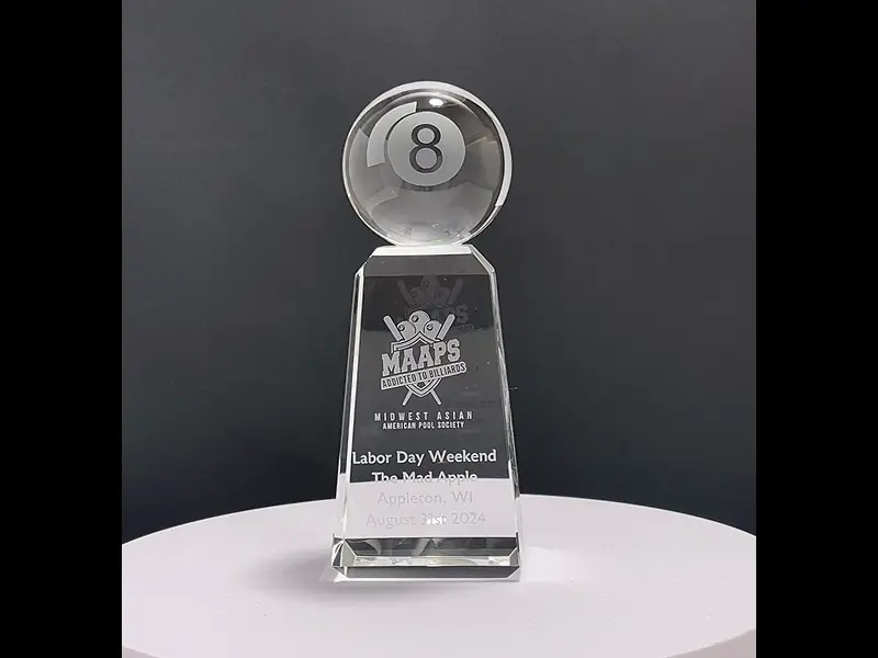 Optical Crystal Pool 8 Ball Trophy