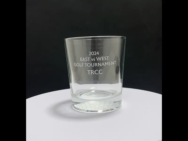 Engraved Crystal Golf Ball Base Whiskey Glass