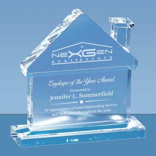 crystal house shaped plaque