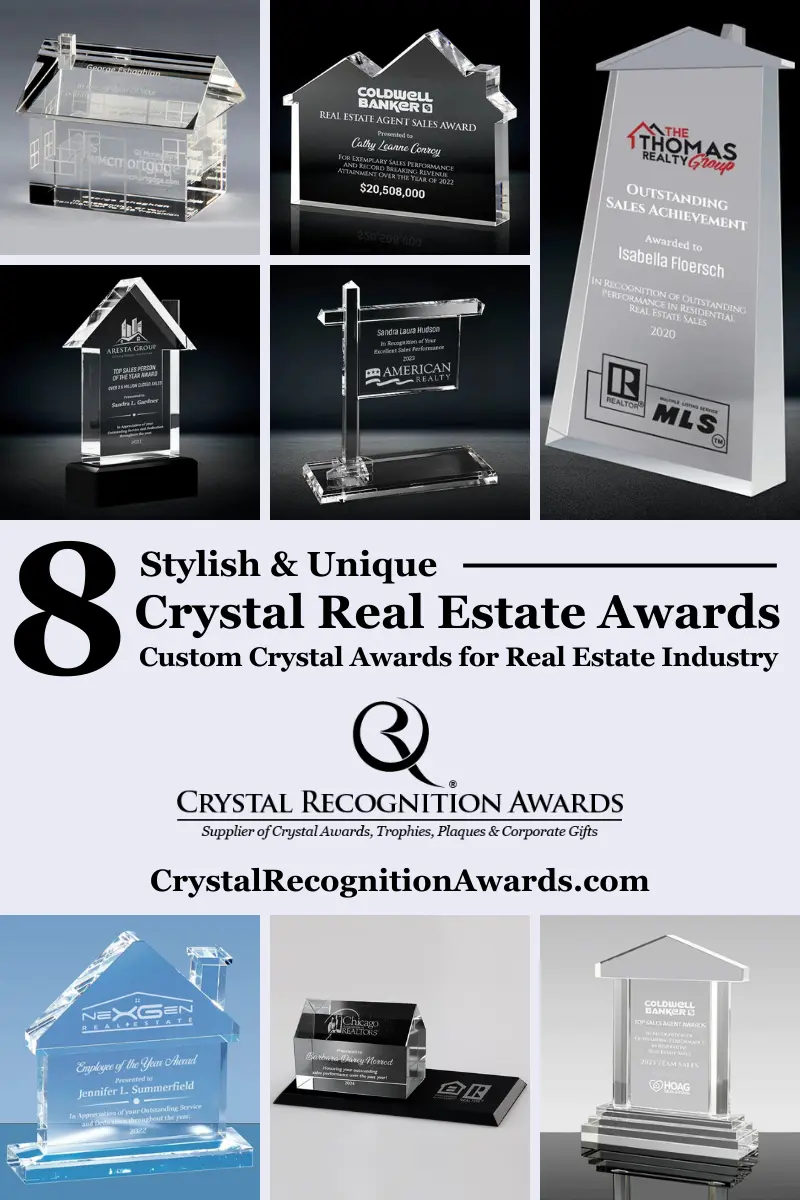 engraved crystal real estate awards, real estate industry awards