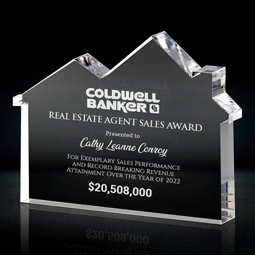 real estate crystal plaque