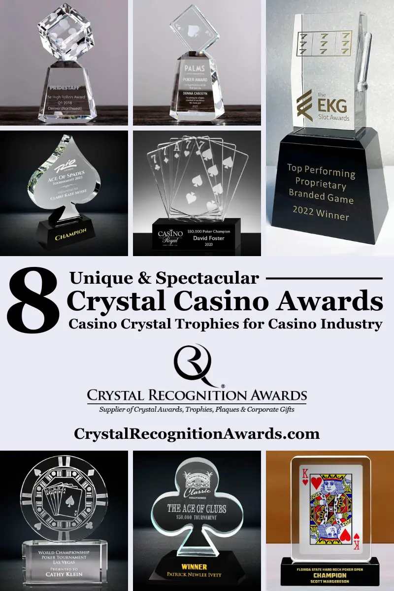 optical crystal casino awards, custom crystal casino trophies