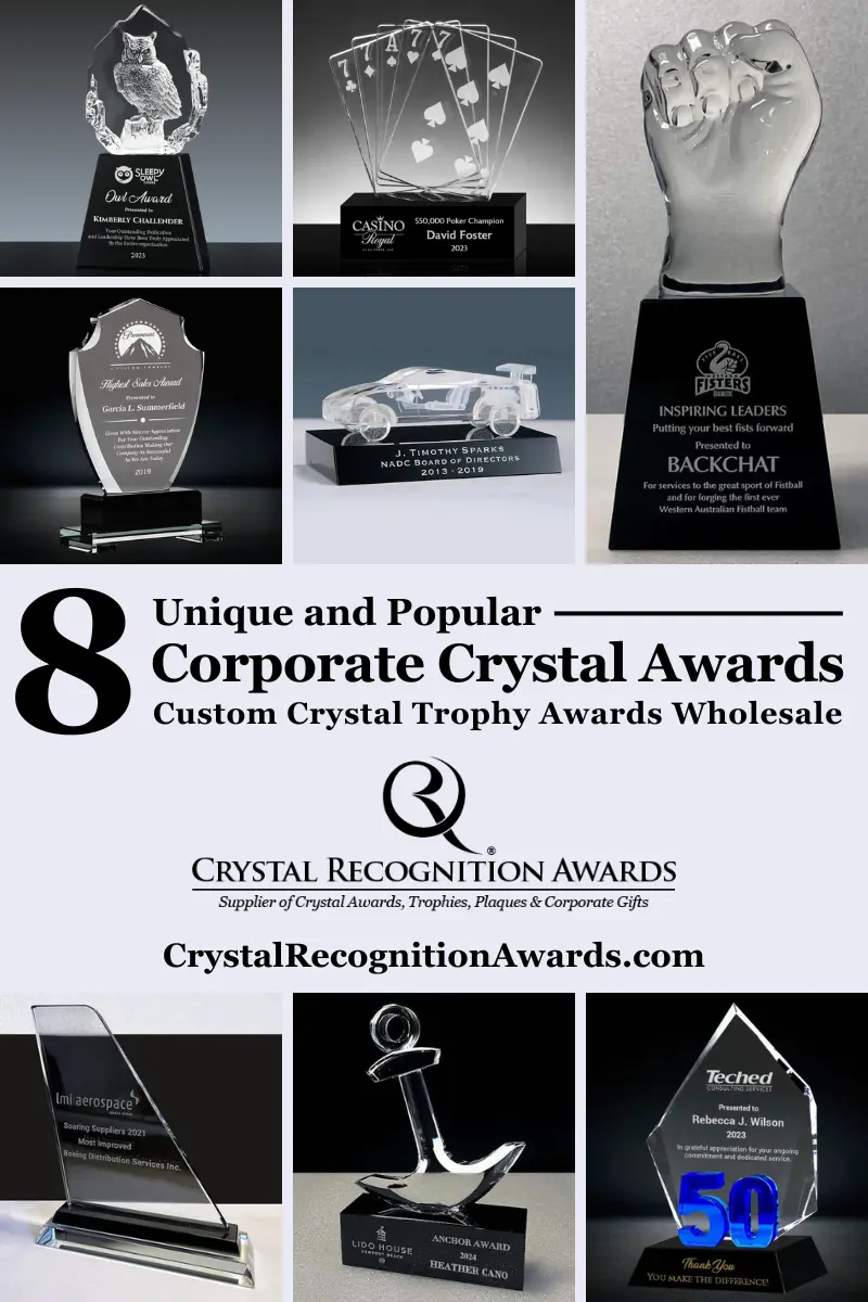 corporate crystal awards, custom crystal trophy awards