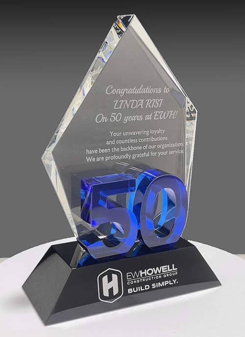 crystal 50 years of service award