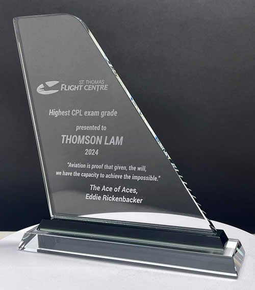 optical crystal airplane tail award