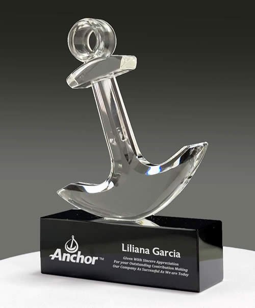 optical crystal anchor trophy award