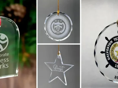 engraved crystal ornaments corporate holiday gifts