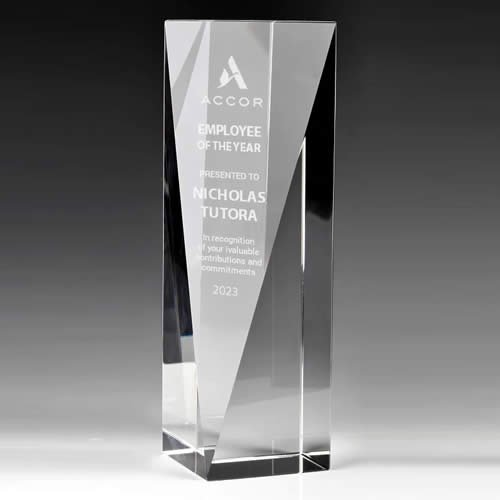 V-cut crystal rectangle tower award V-cut crystal rectangle tower award