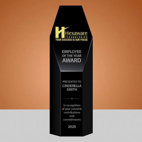 black crystal hexagon column award, crystal tower award black crystal hexagon column award, crystal tower award