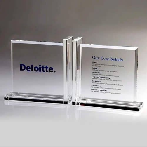 engraved crystal bookends award executive gift