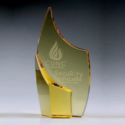 amber gold crystal flame award
