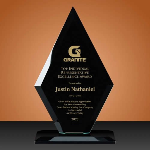crystal black diamond plaque award