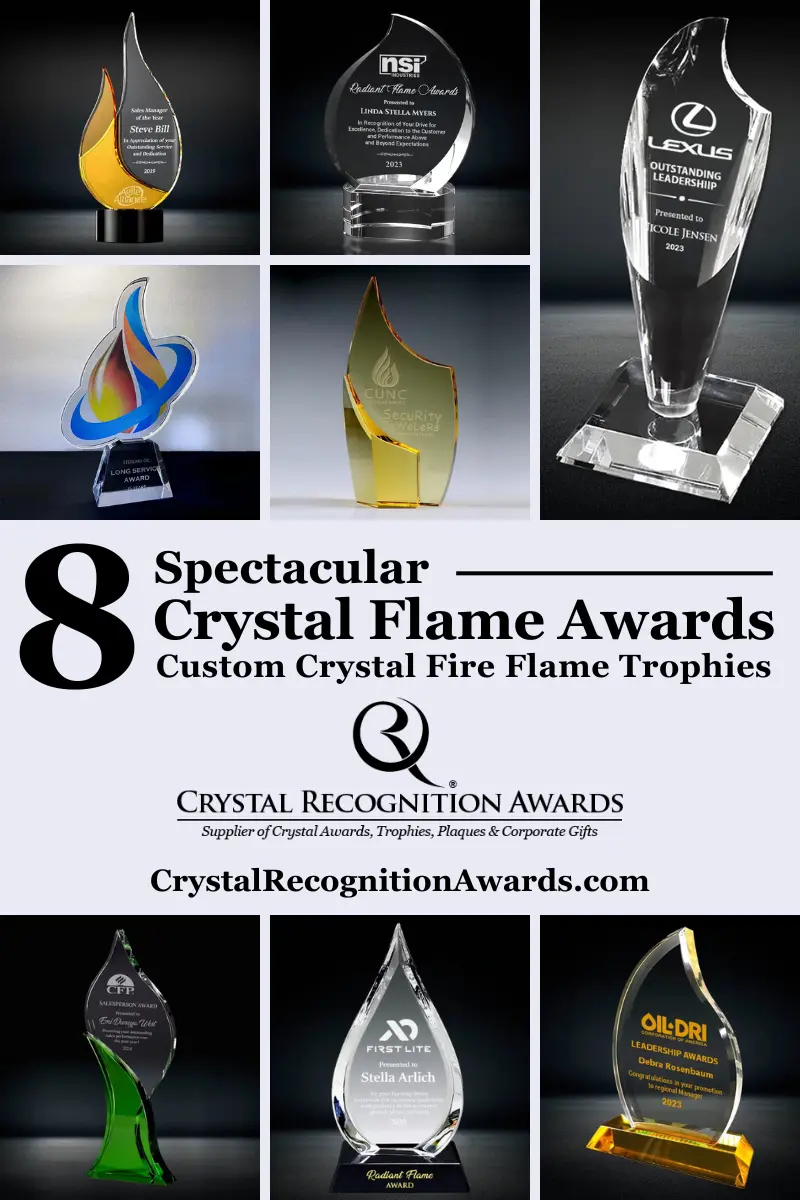 crystal flame awards, custom crystal flame trophies