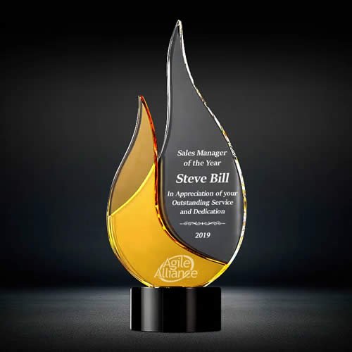 crystal golden flame award
