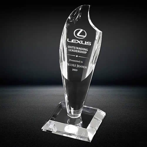 crystal torch flame trophy award