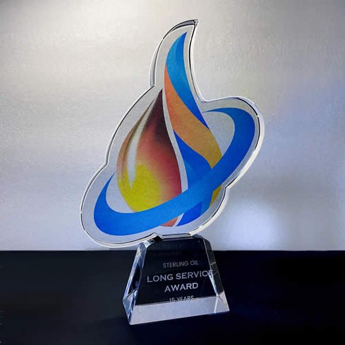 custom cut oil flame crystal award