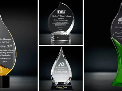 flame crystal awards, custom crystal flame trophy awards