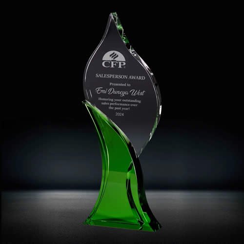 green crystal flame trophy